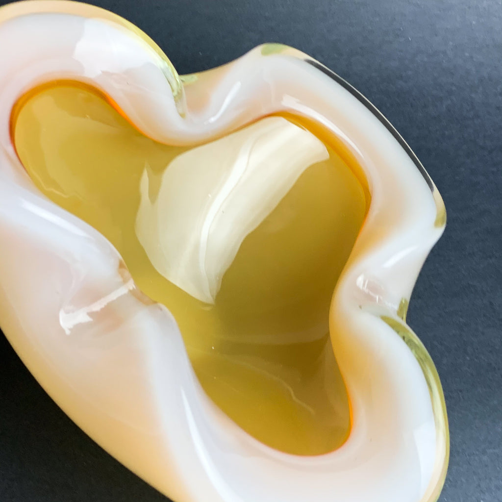 Murano Alabastro Mid Century Glass Ashtray Bowl