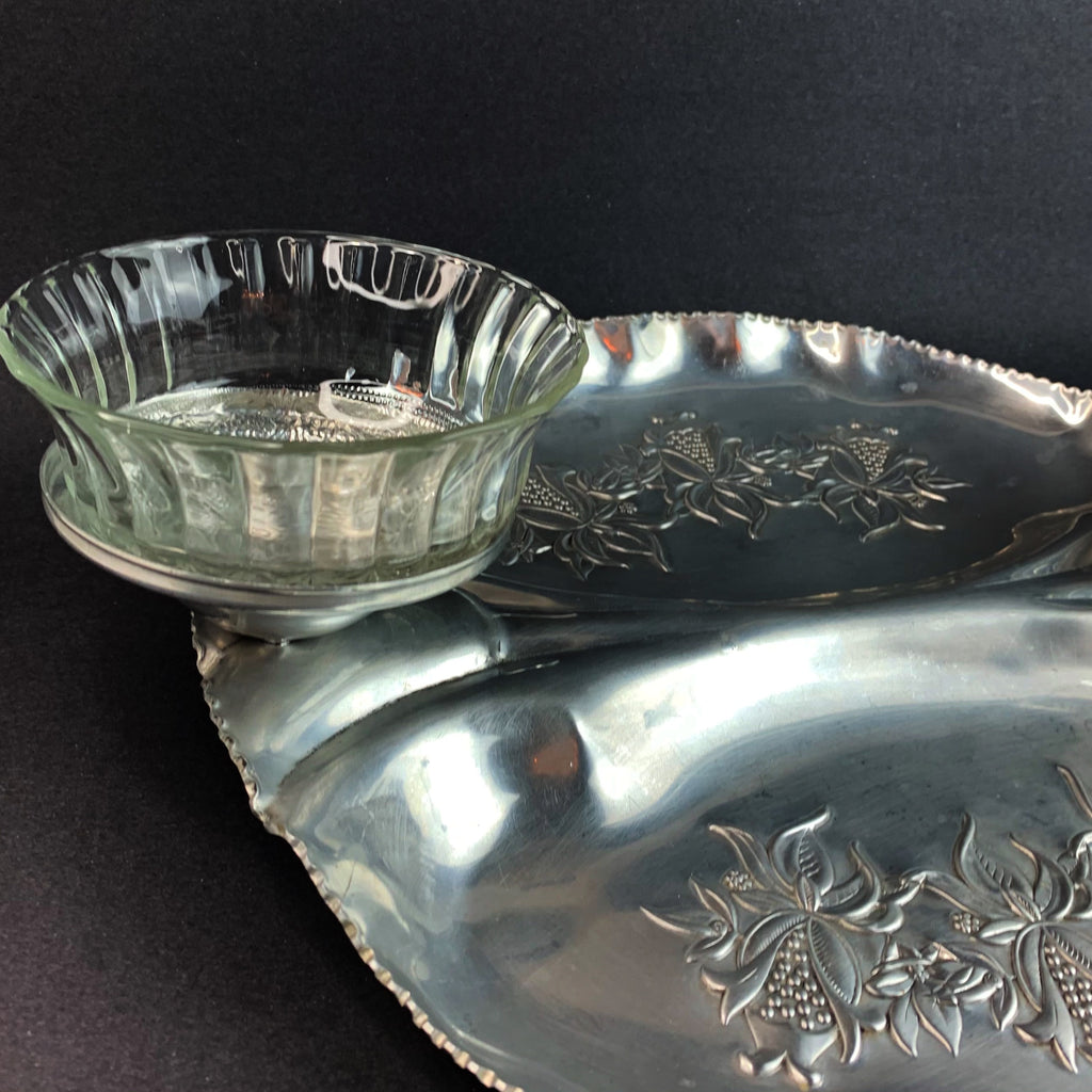 Vintage Farber & Shlevin Serving Tray w/Glass Bowls
