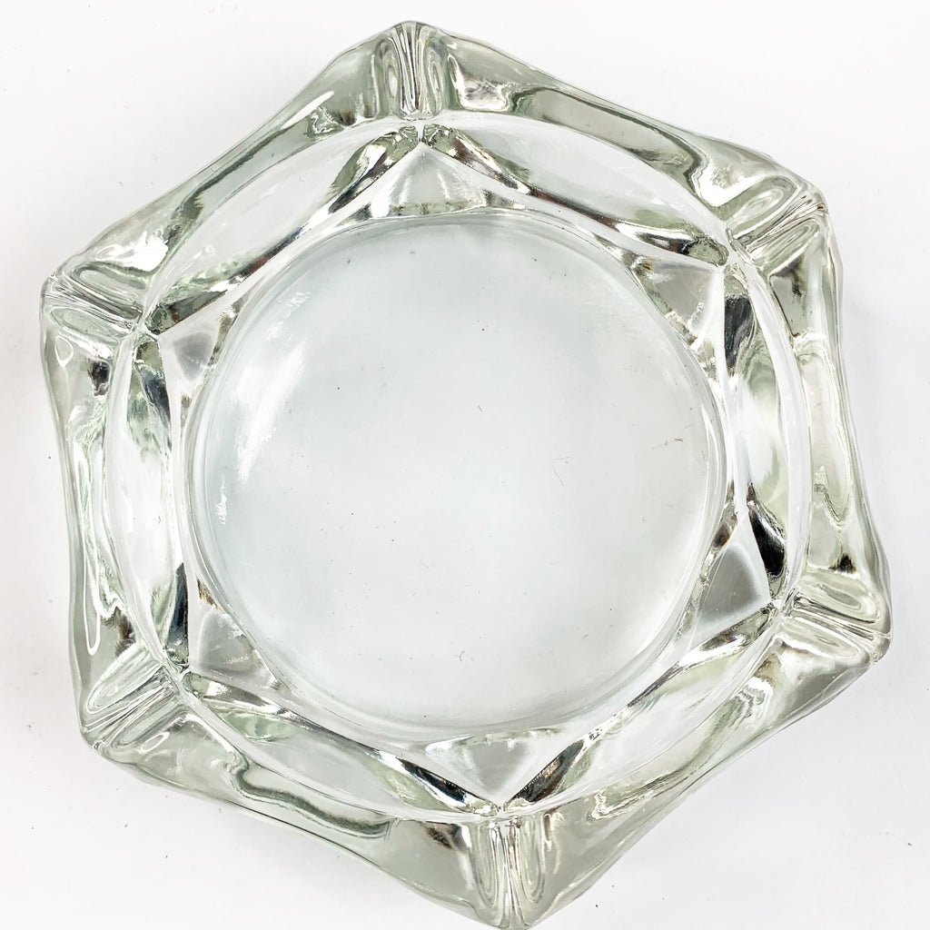 Vintage Clear Heavy Glass Octagon Ashtray
