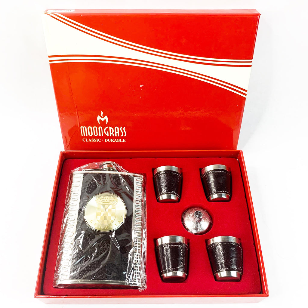 Vintage Moon Grass Croatia Flask Drinking Set