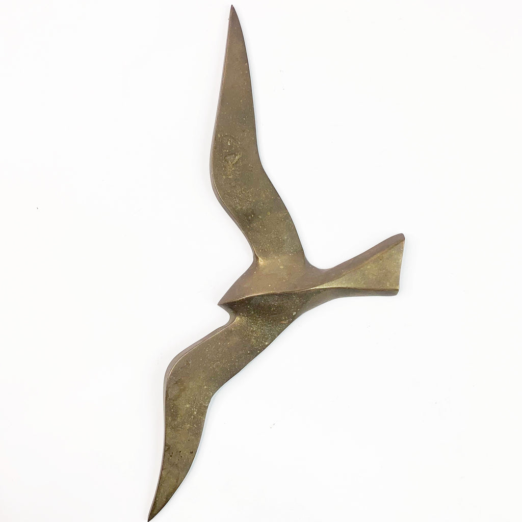 Vintage Brass Mid Century Bird Flying Wall Hanging