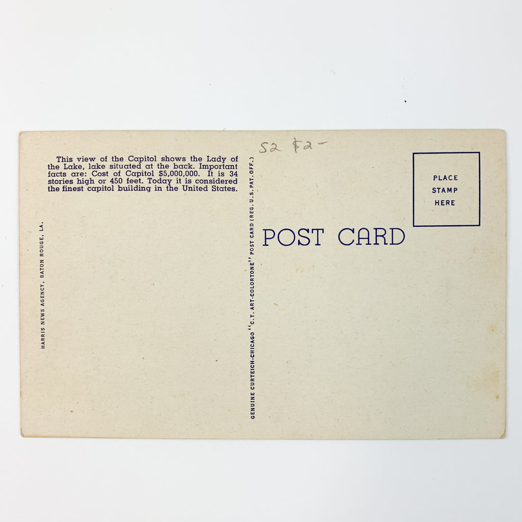 Louisiana State Capitol Baton Rouge LA Baton Rouge County Linen Postcard