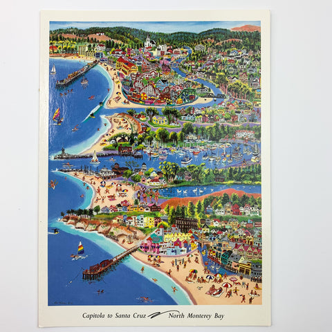 Capitola to Santa Crruz North Monterey Bay 8"X6" Postcard