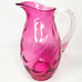 Vintage Cranberry Pink Pitcher with Applied Clear Glass Ribbed Handle.