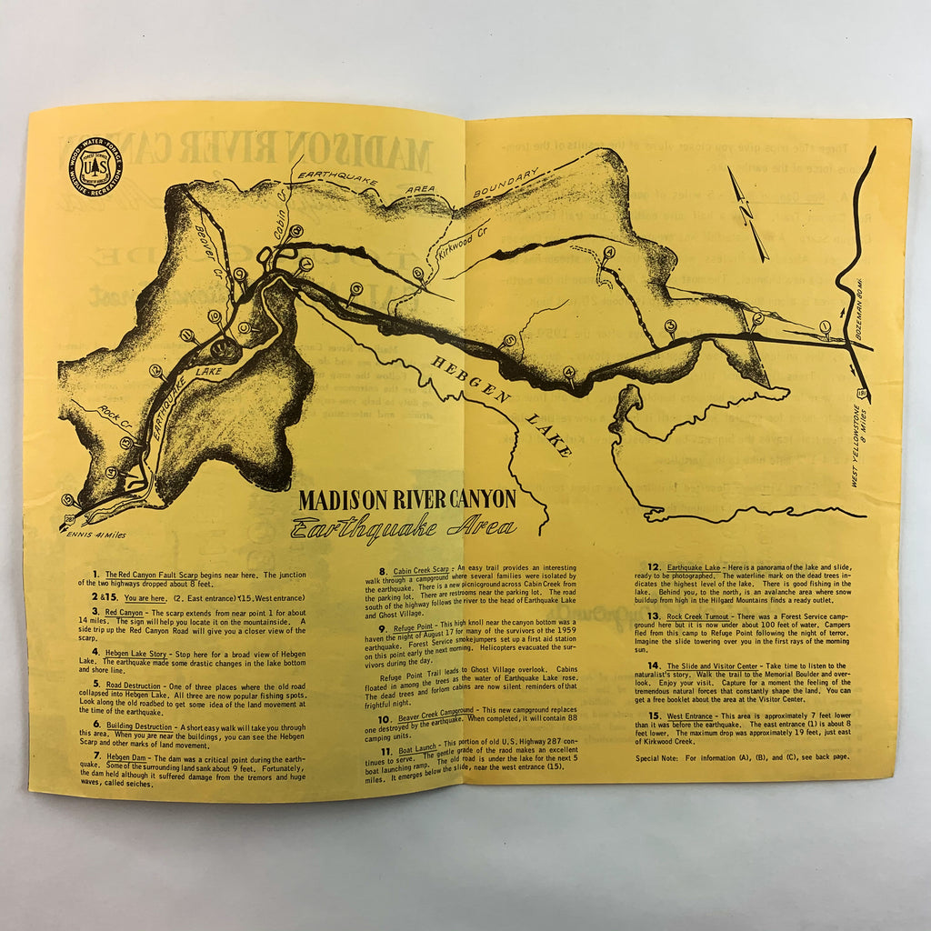 Madison River Canyon EARTHQUAKE Area Tour Guide National Forest Brochure