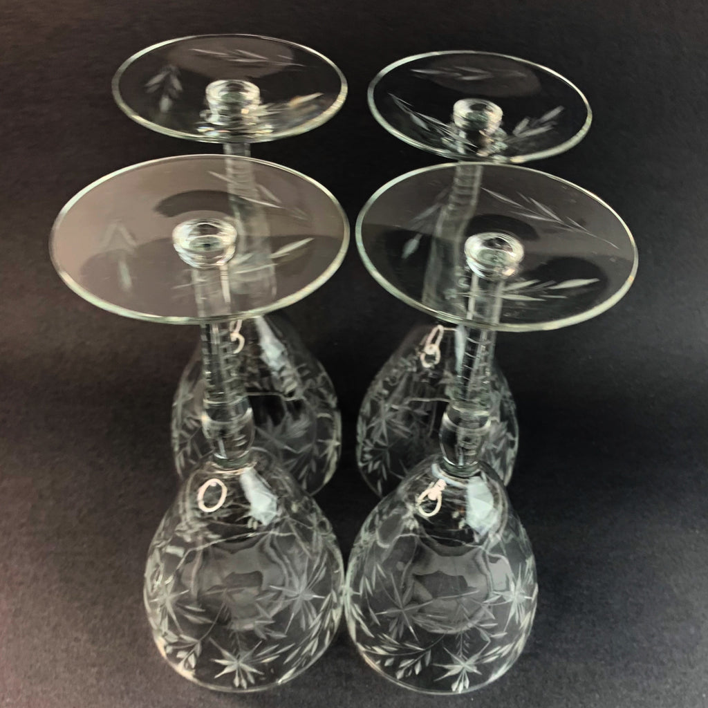 Vintage Champagne Cut Stem Glasses