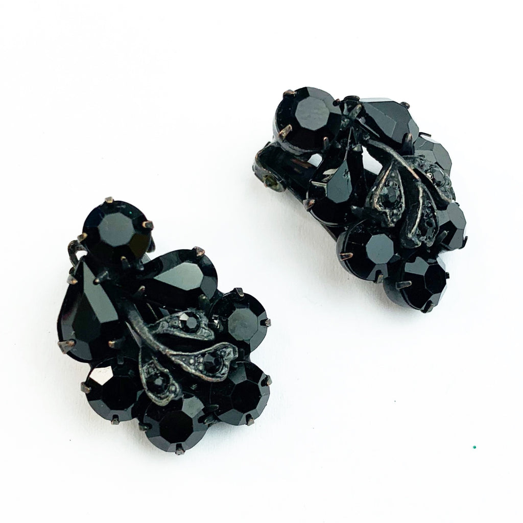 Vintage Cluster Clip On Costume Earrings