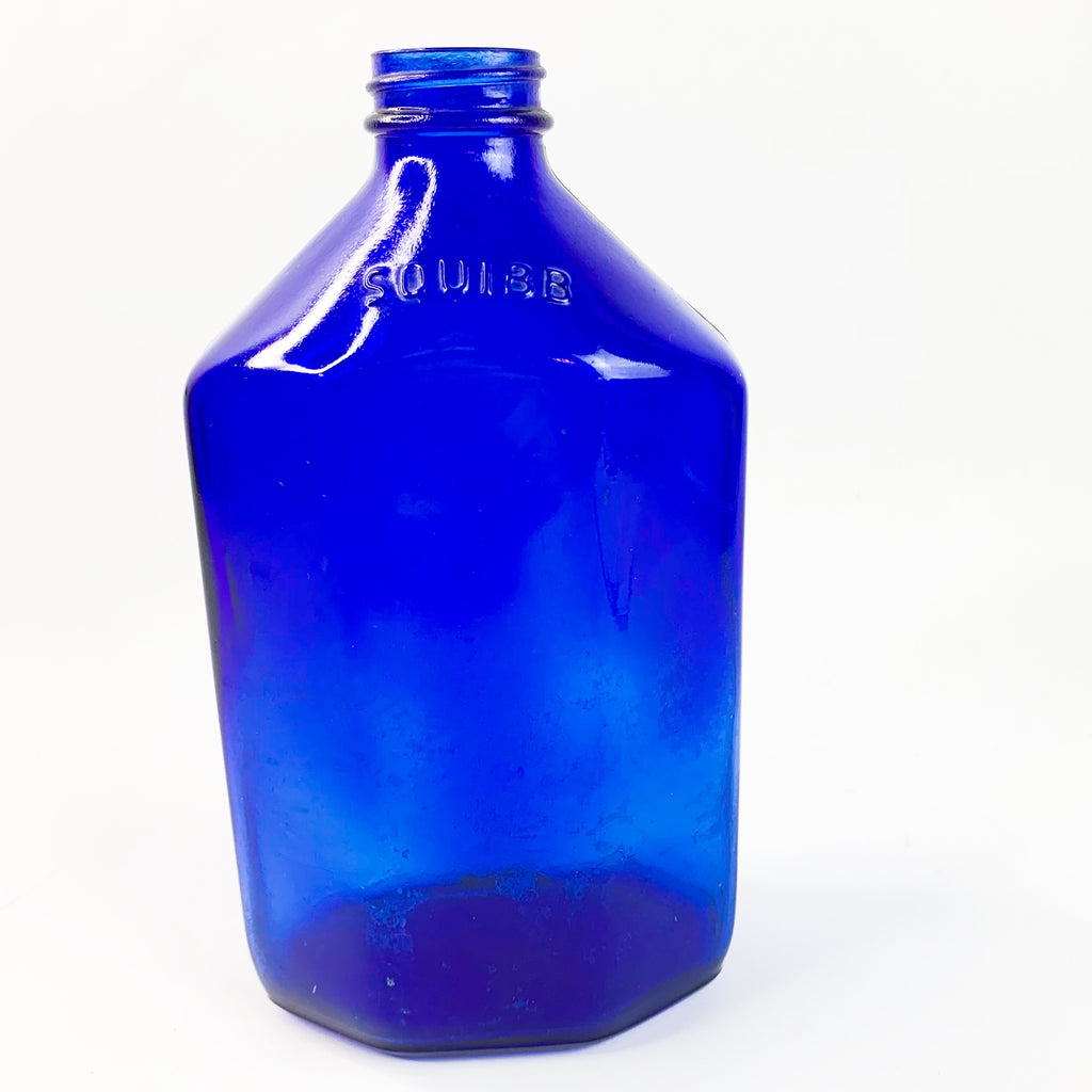 Vintage Squibb Cobalt Blue Glass Medicine Bottle