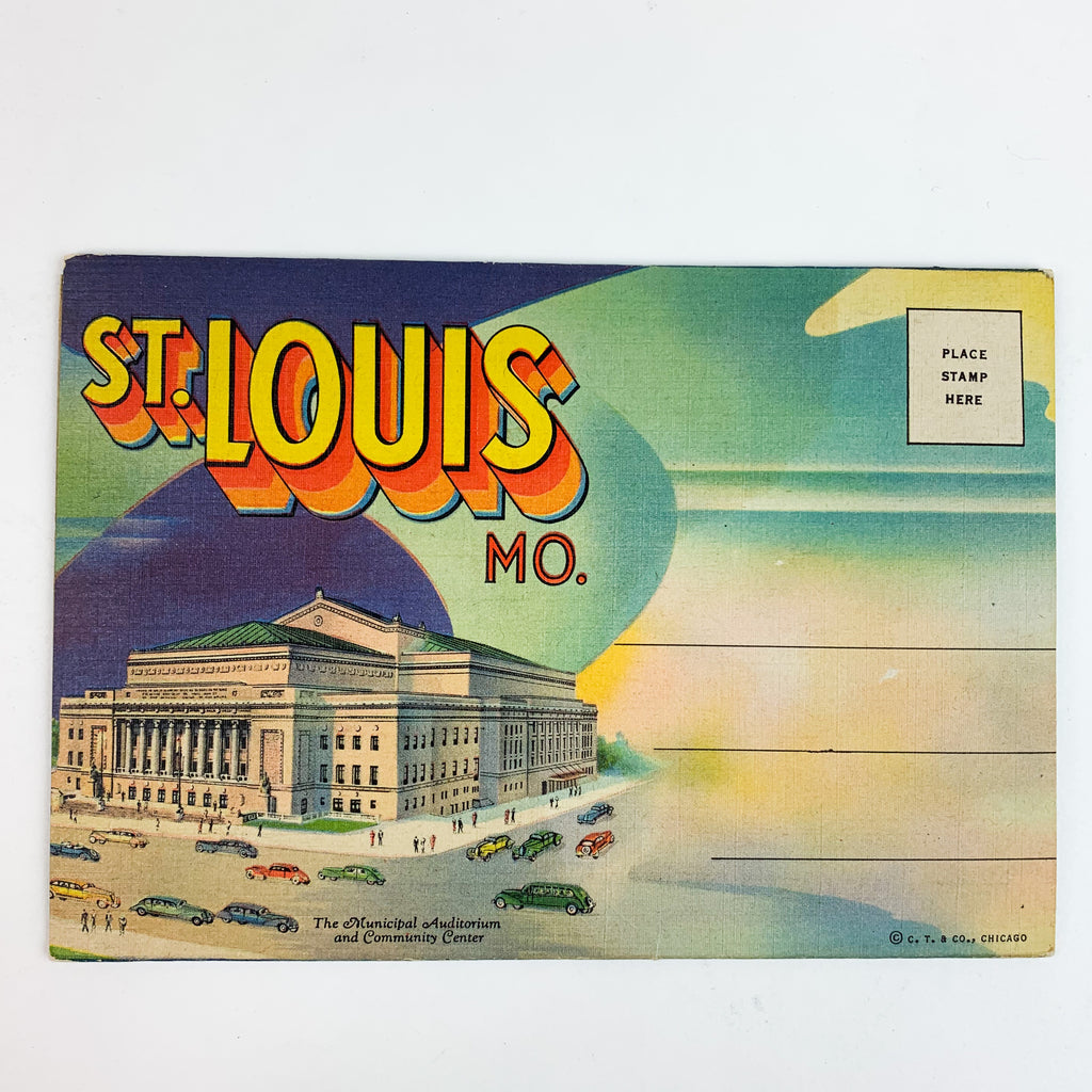 Vintage Fold-Out Postcard View Book ST. LOUIS, MISSOURI Postcards