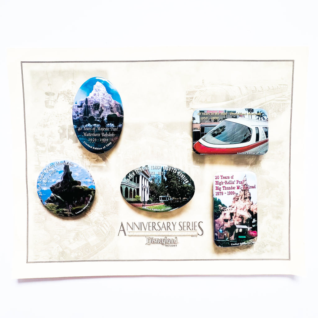 Disneyland Resort Anniversary Series Cast Member Exclusive Limited Edition 1000 Button Set