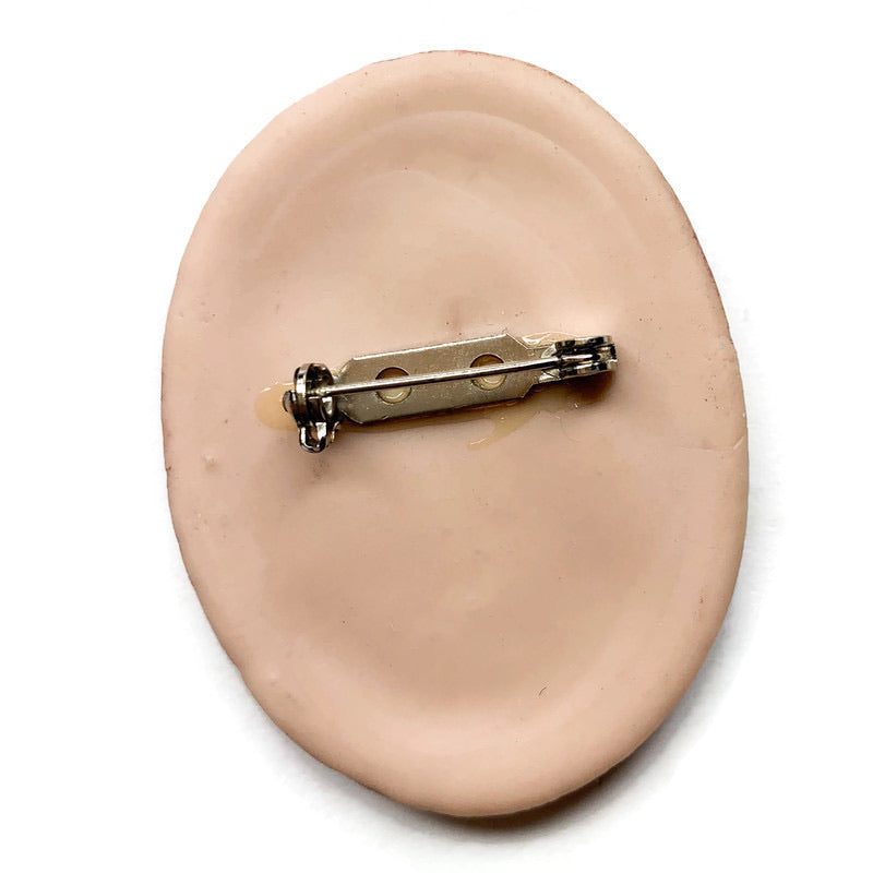 Vintage Lady Oval Brooch Pin