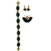 Vintage Dynasty Carved Dark Green Jade Bracelet Earring & Butterfly Pin