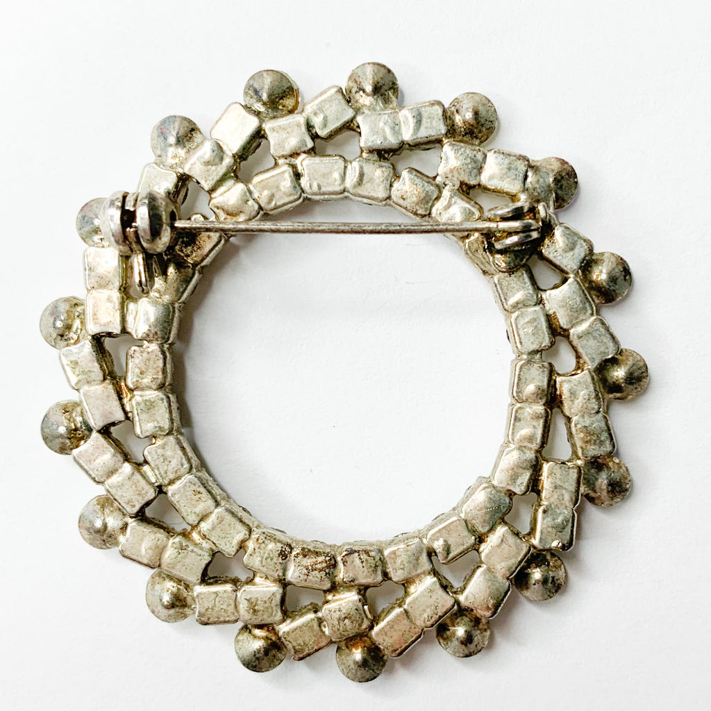 Vintage Rhinestone Round Cluster Brooch Pin