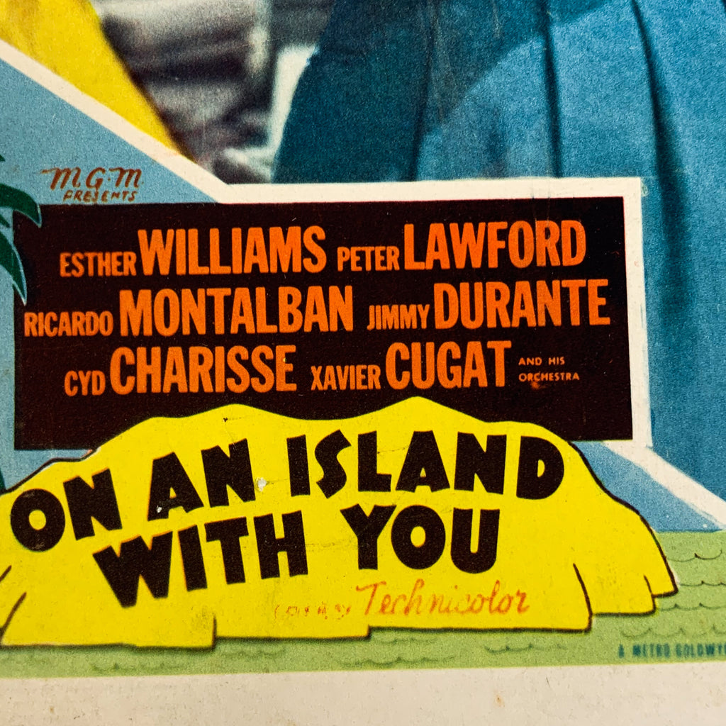 Vtg On An Island With You Technicolor Esther Williams Peter Lawford Lobby Card