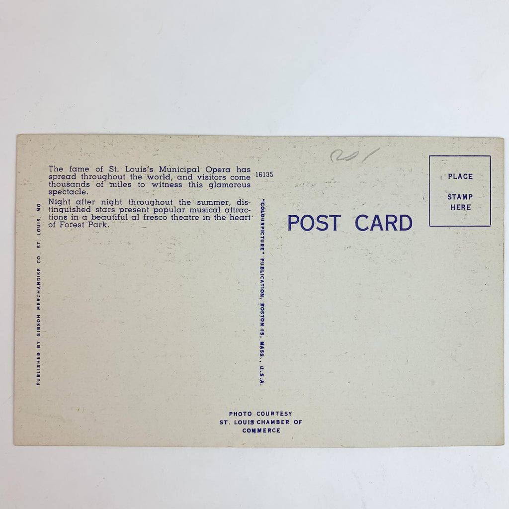 Municipal Opera Forest Park St. Louis Missouri MO Linen Postcard