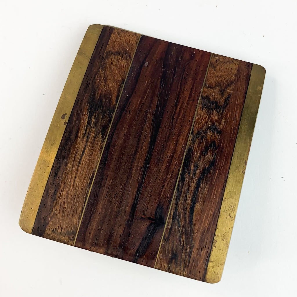 Vintage Modern Urban Cowboy Brass Wood Belt Buckle