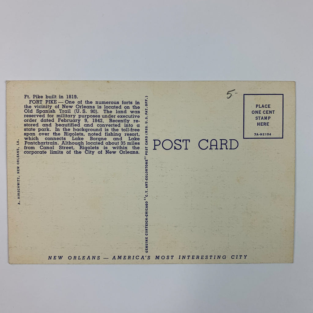 New Orleans Louisiana Fort Pike And Rigolets Bridge Linen Postcard