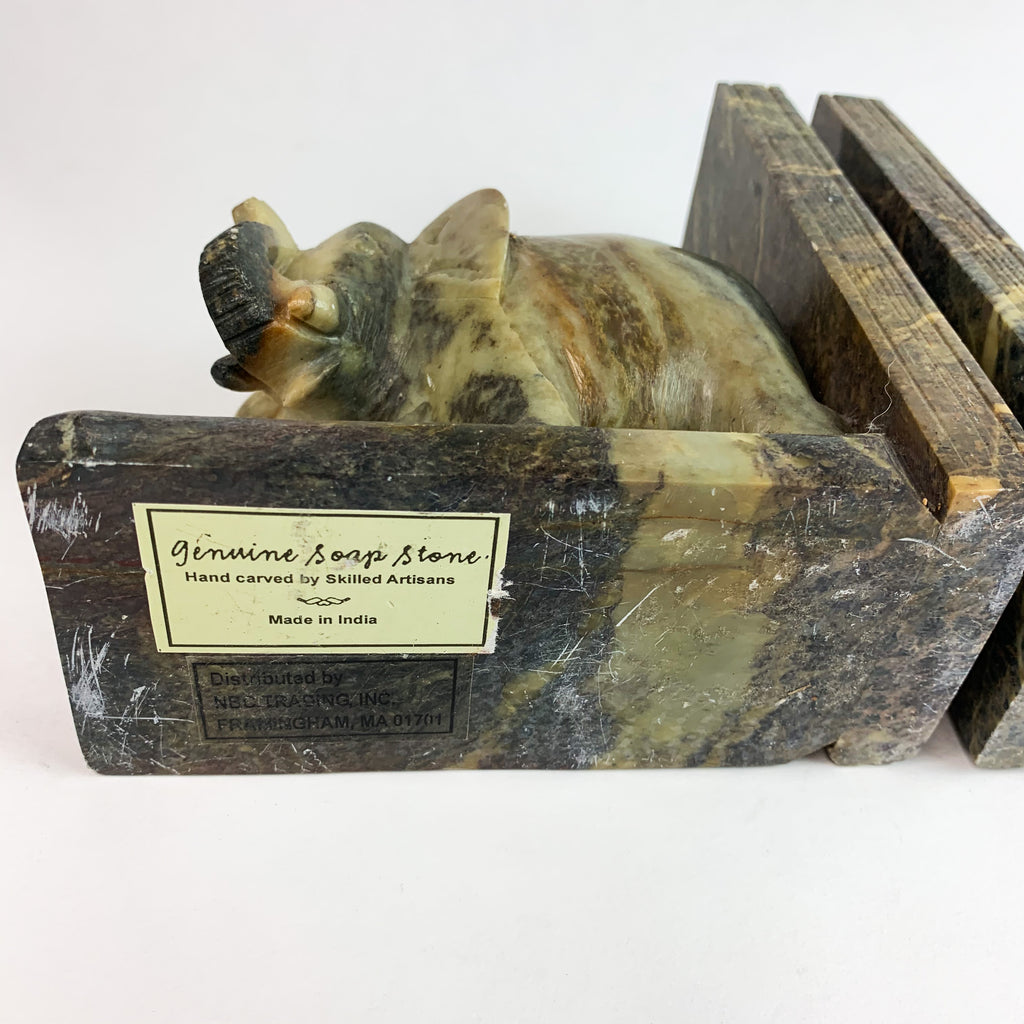 Vintage Genuine Soap Stone Elephant Book