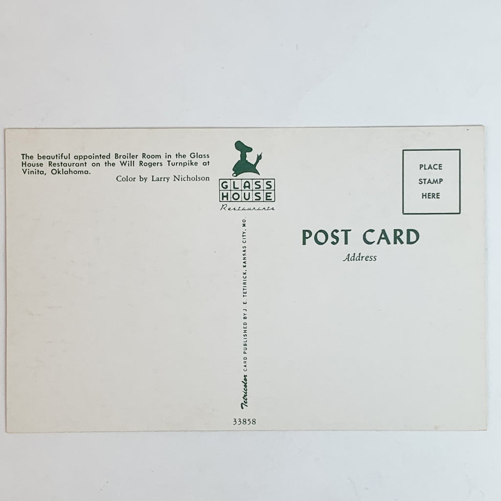 The Broiler Room Glass House Restaurant Vinita Oklahoma OK Postcard