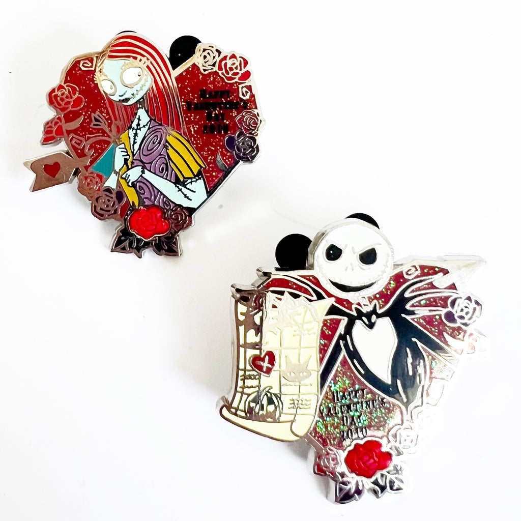 Disney Pin Nightmare Before Christmas Valentine's Day Jack Sally Heart Rose LE Pin