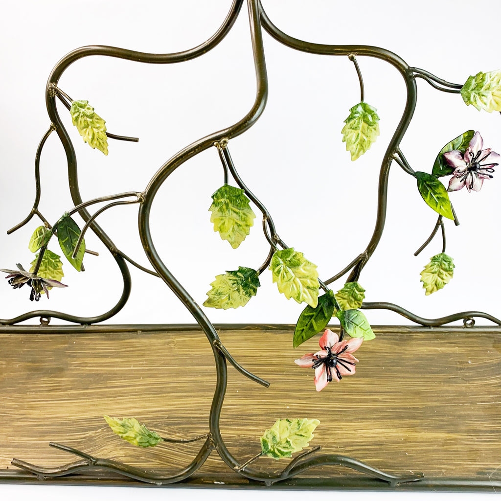 Vintage Wrought Iron Metal Flower Hanging Shelf