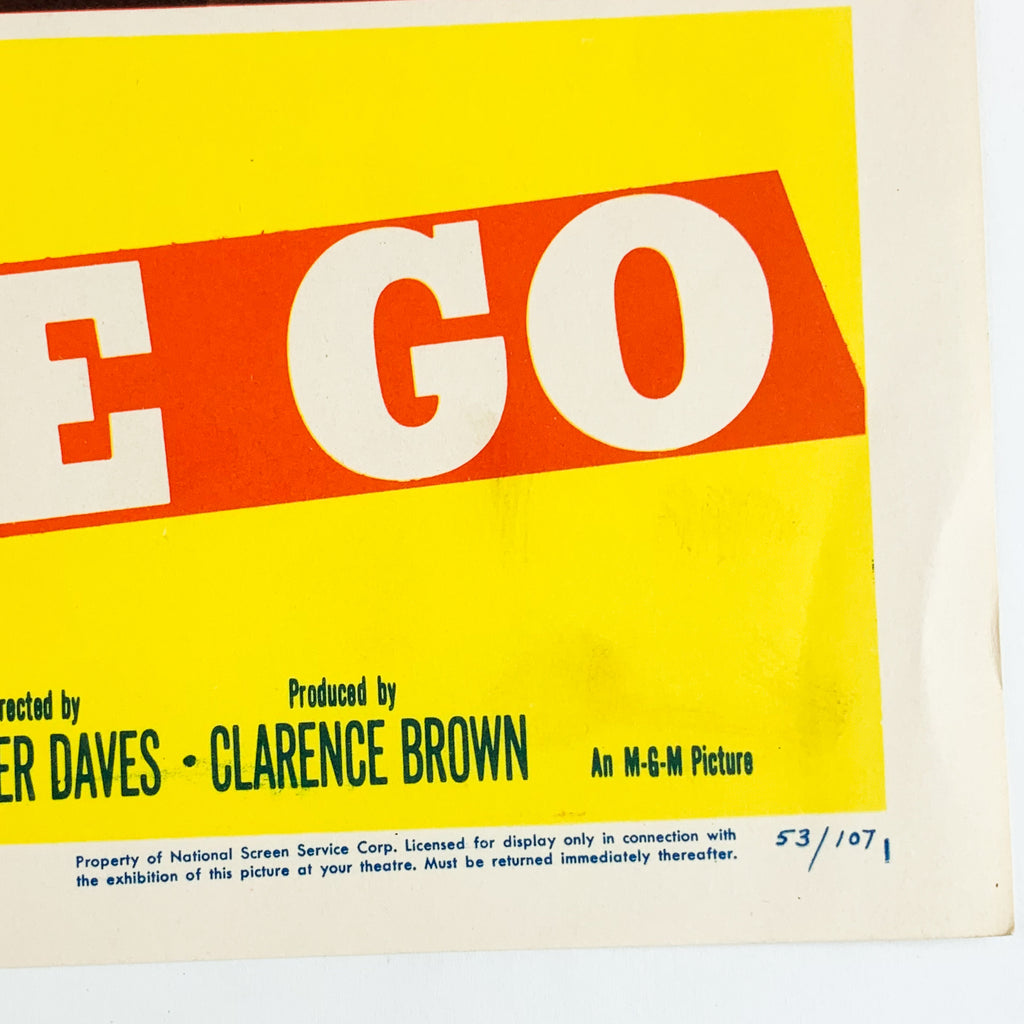 Vintage 1953 MGM Never Let me Go Clark Gable #8 Lobby Card