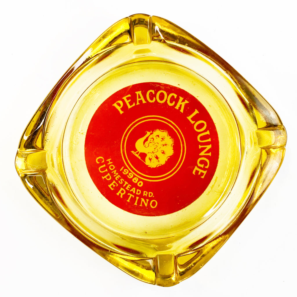 Vintage Peacock Lounge Cupertino Glass Ashtray