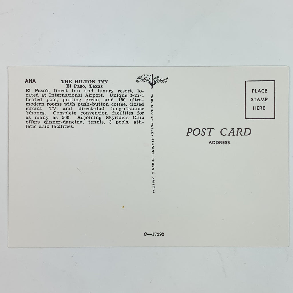 THE HILTON INN Evening Pool Scene El Paso Texas Postcard