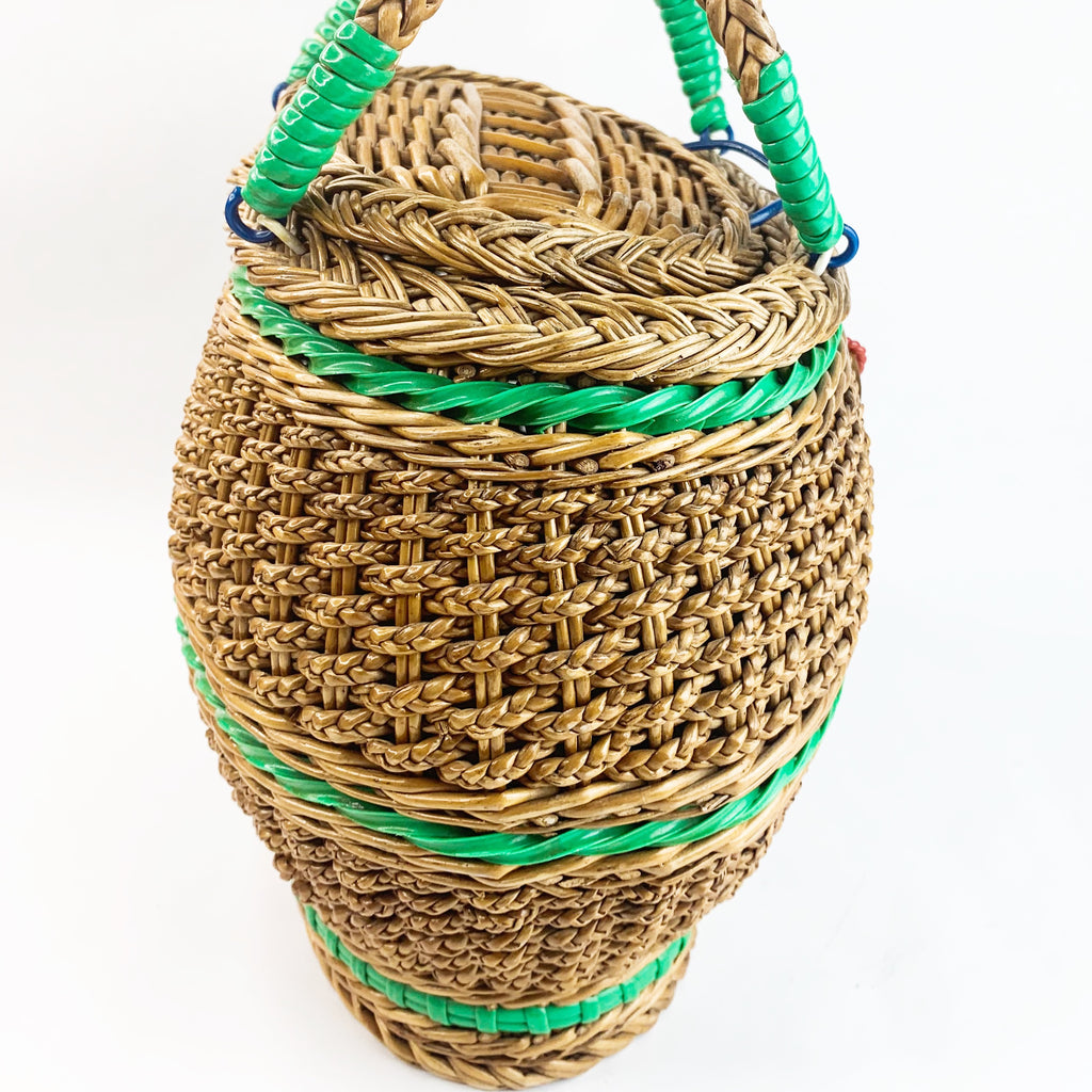Vintage Wicker Straw Rattan Woven Basket Purse Bag