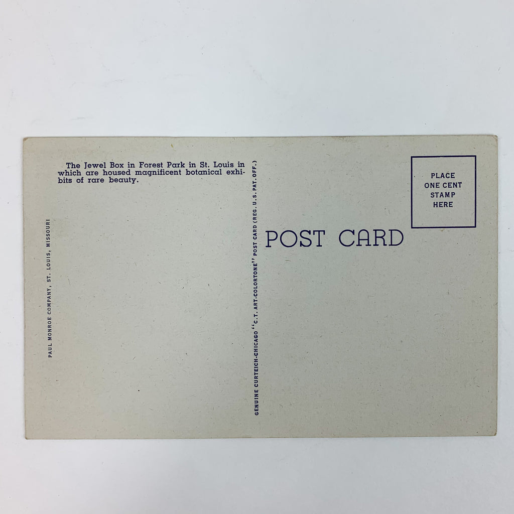 The Jewel Box in Forest Park St. Louis MO Linen Unposted Postcard