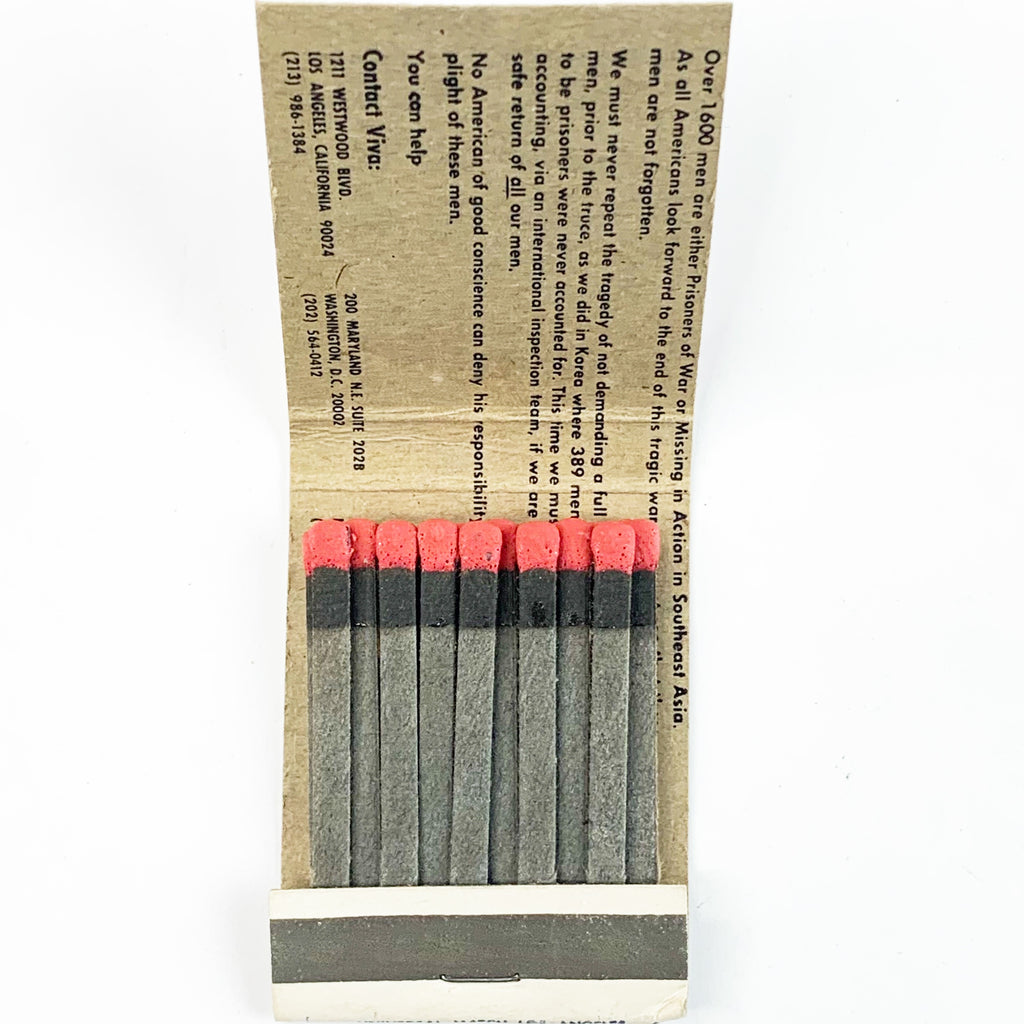 POW MIA "HE NEEDS YOUR HELP" Matchcover United States of America Military