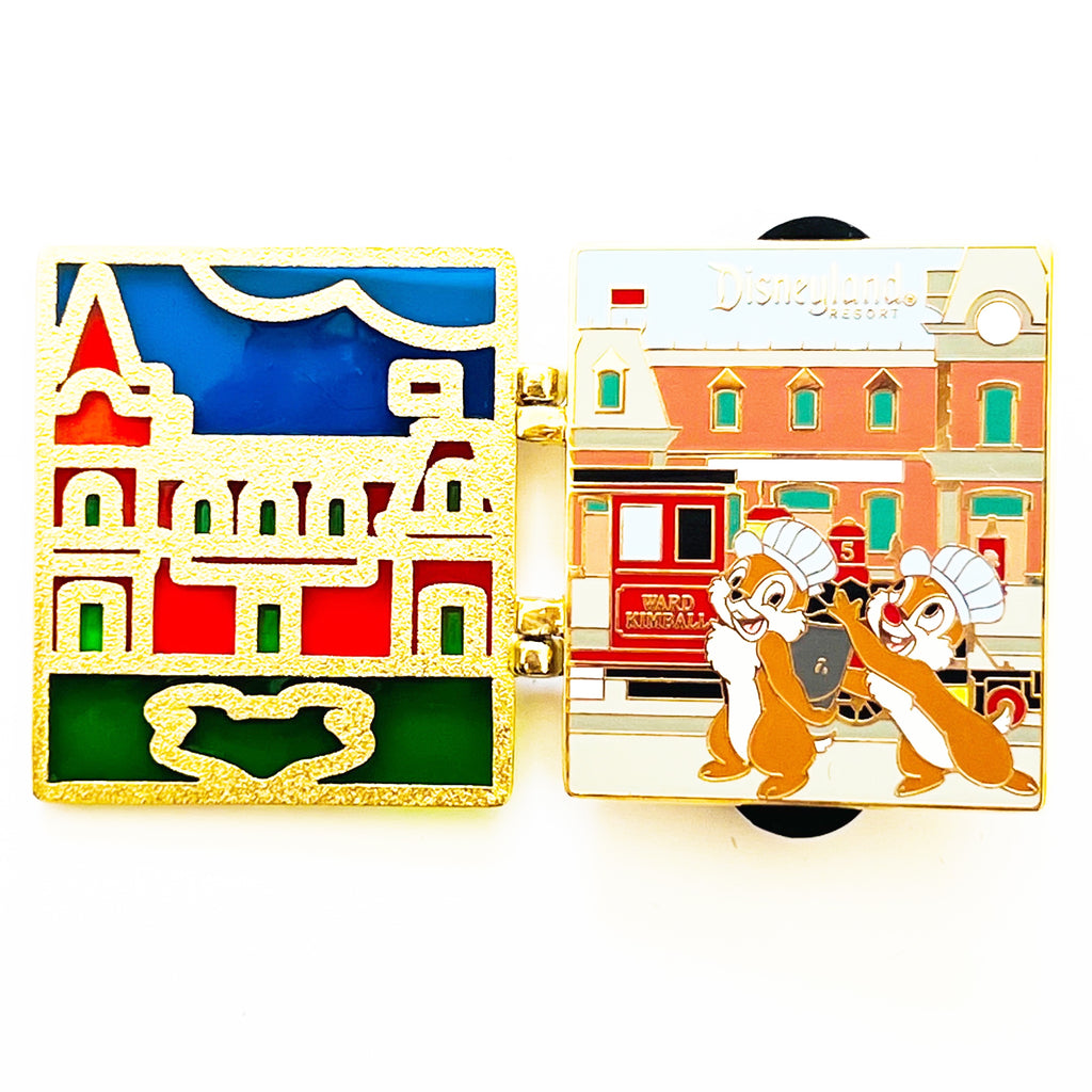 Disney WDW Cast Attractions Stained Glass Chip n Dale Disneyland Train Station LE 750 Pin
