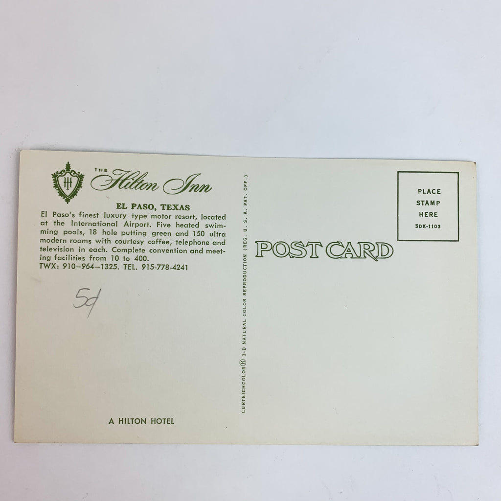 The Hilton Inn El Paso Texas Pool Scene Postcard