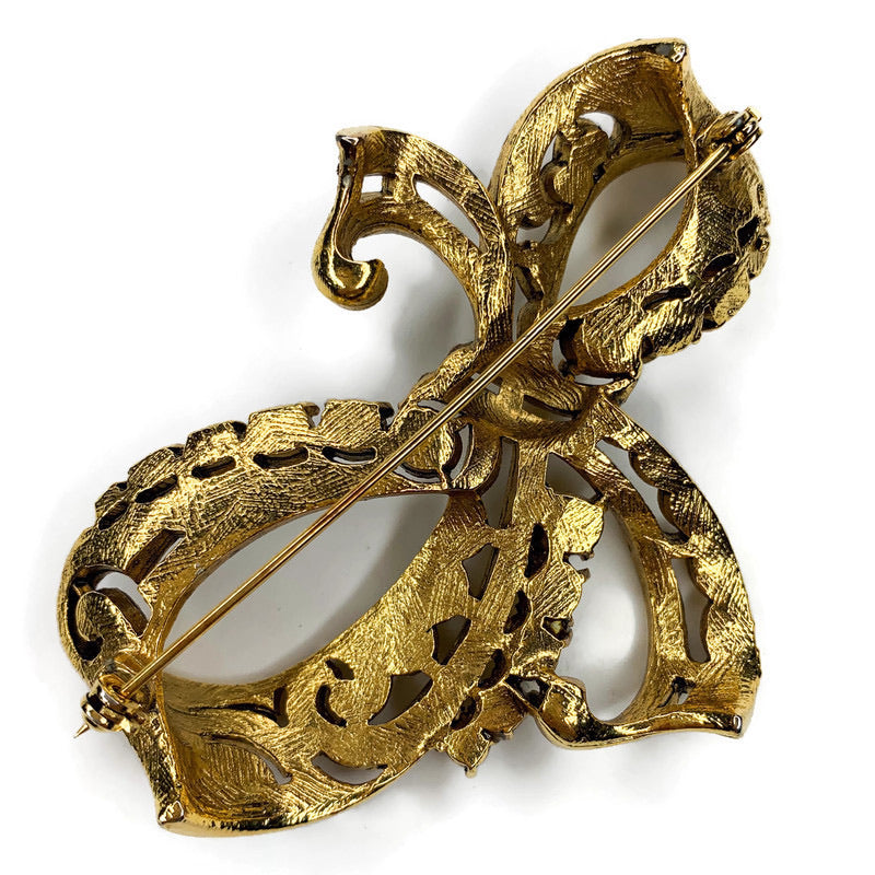 Vintage Rhinestone Round Baguette Bow