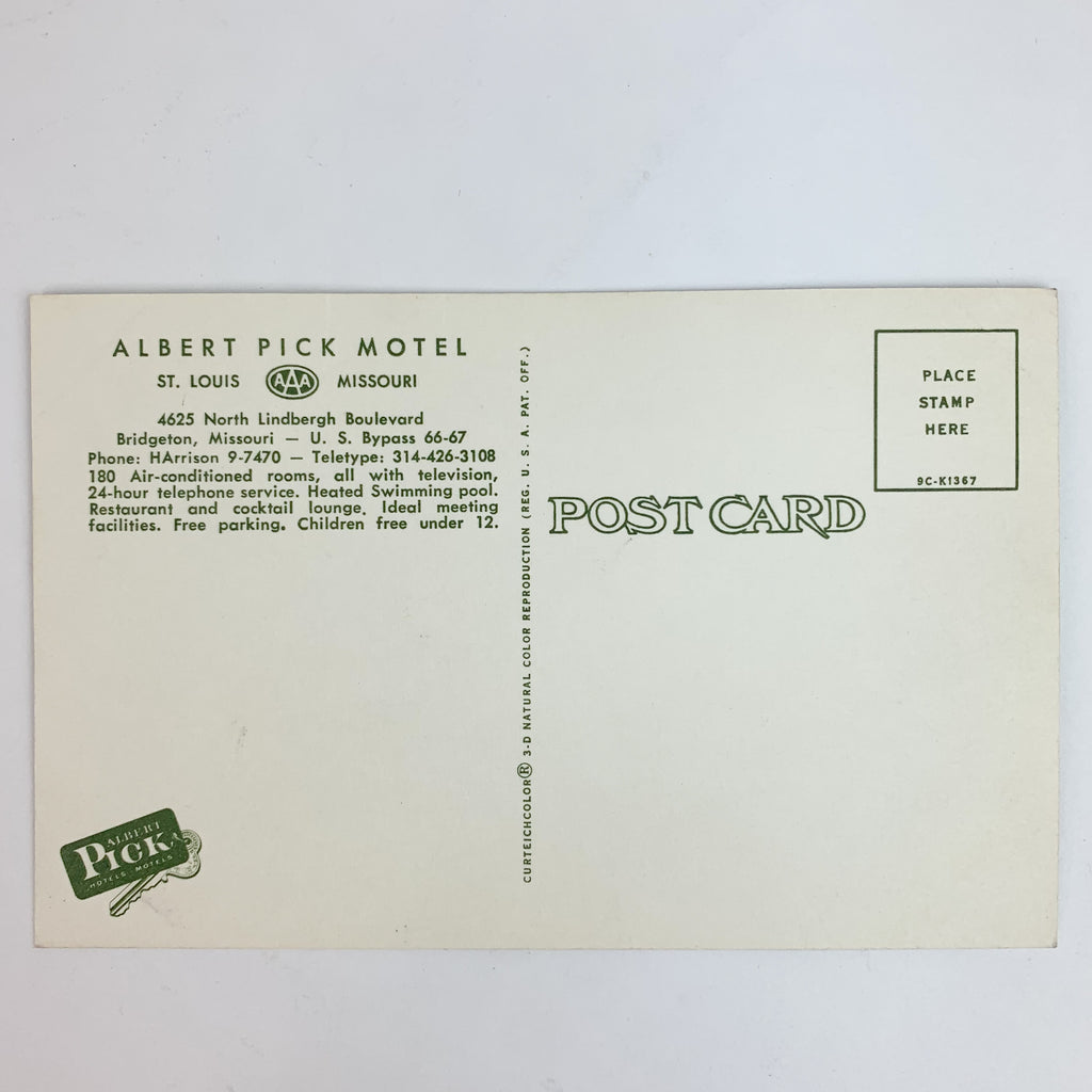 Albert Pick Motel Bridgeton St. Louis Missouri MO Postcard