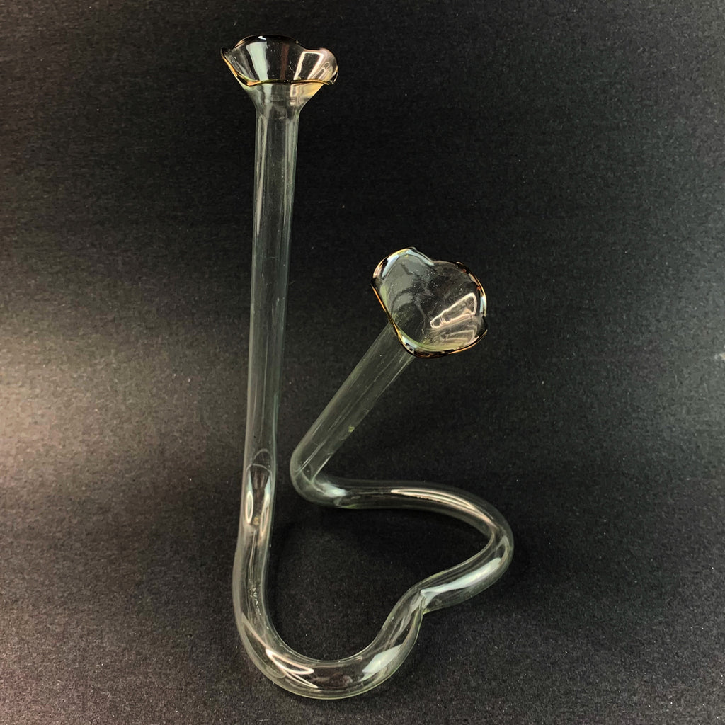 Vintage Glass Double Cylinder Twisted Tube Heart Bud Vase