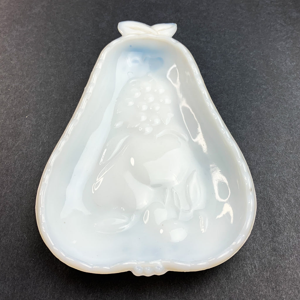 Vintage Pear Shape Milk Glass Candy Nut Decor Dish Plate Tray Trinket