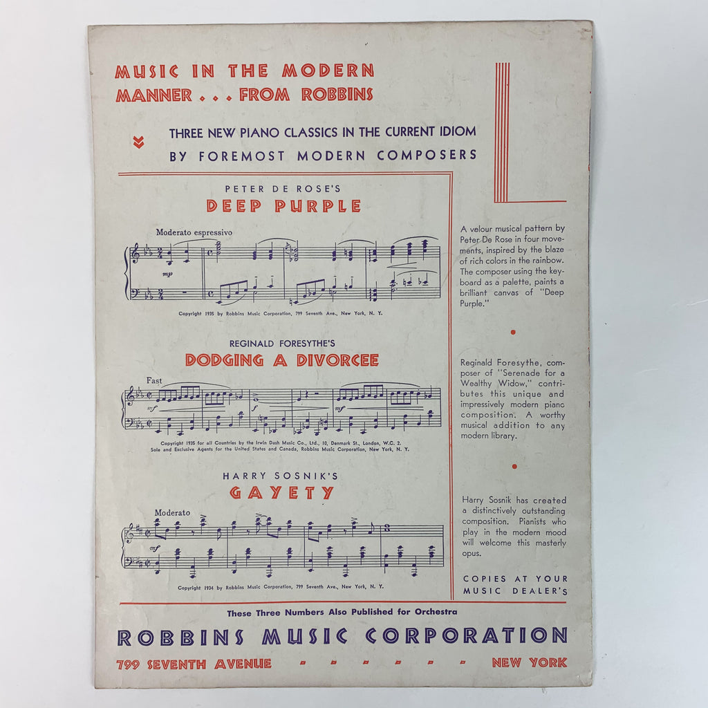 THANKS A MILLION Sheet Music New O'leans Dick Powell Ann Dvorak Paul Whiteman