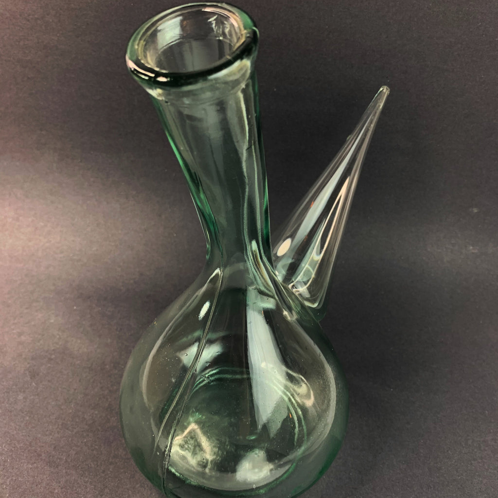 Vintage Hand Blown Glass Porron Wine Pitcher Decanter