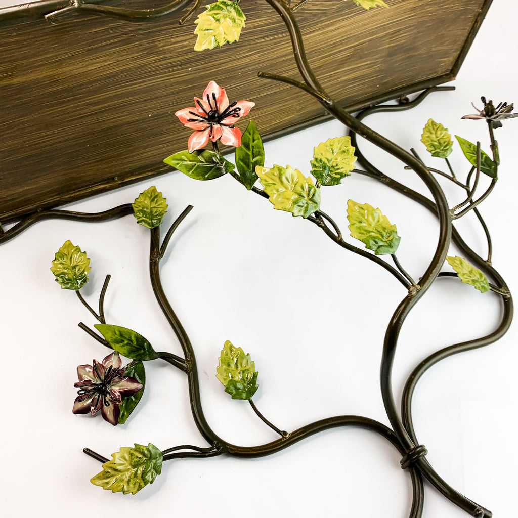 Vintage Wrought Iron Metal Flower Hanging Shelf
