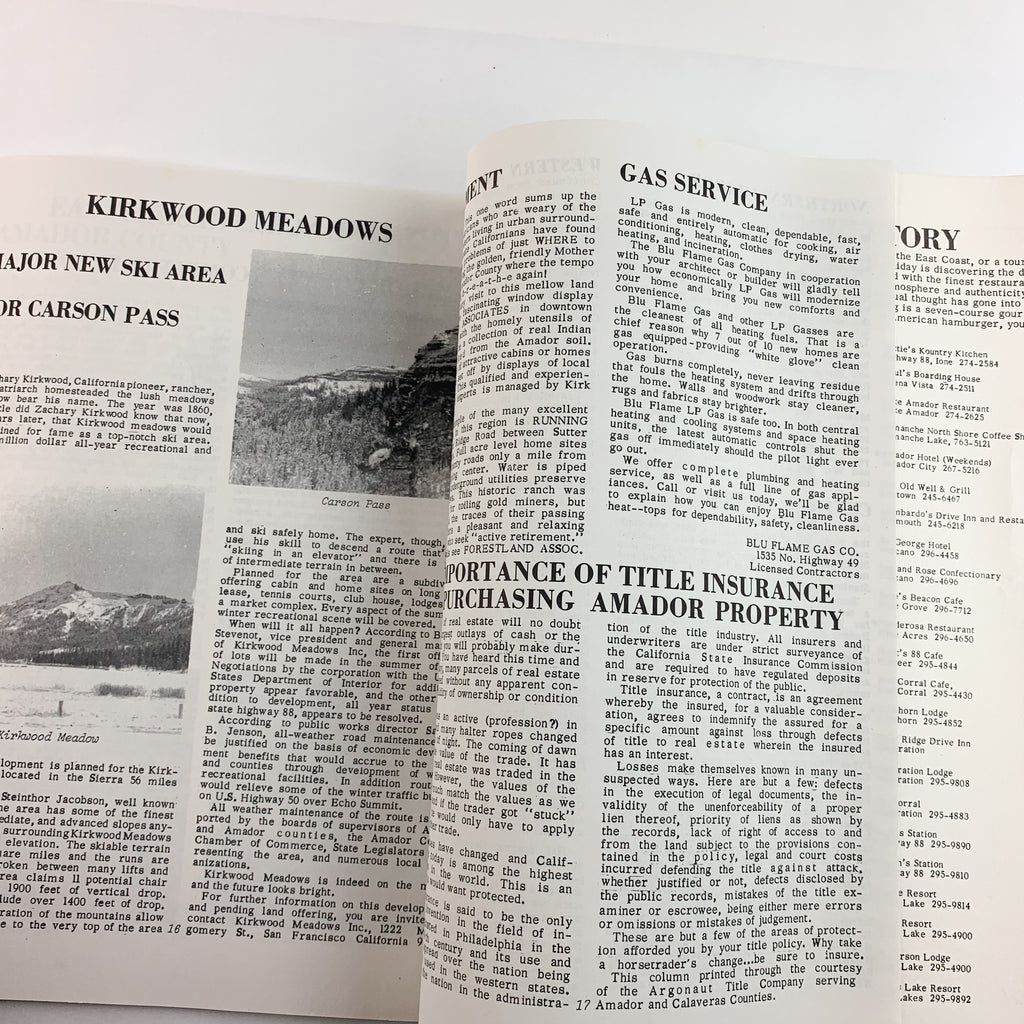 Vintage Amador County Tourist Guide Souvenir Booklet