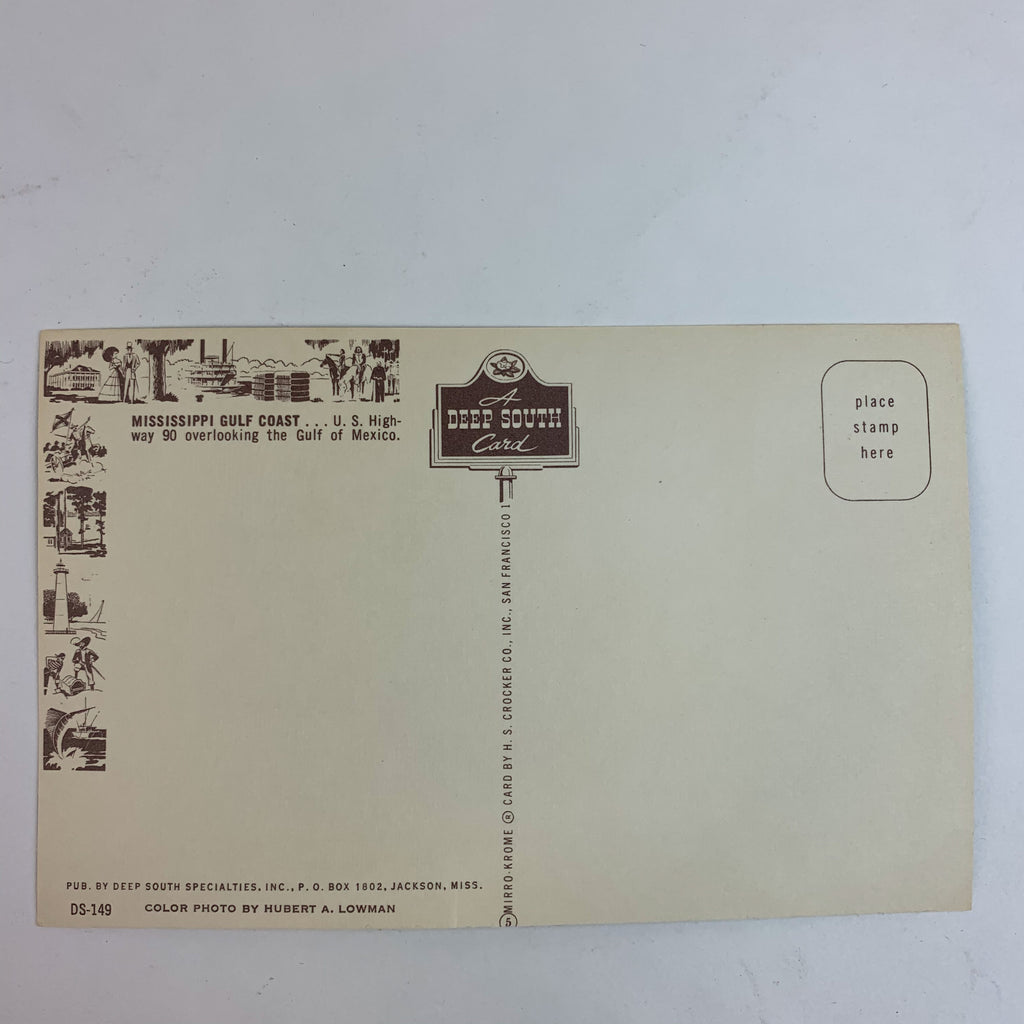 Gulf Coast Highway US Hwy 90 Mississippi Gulf Coast Beach Postcard