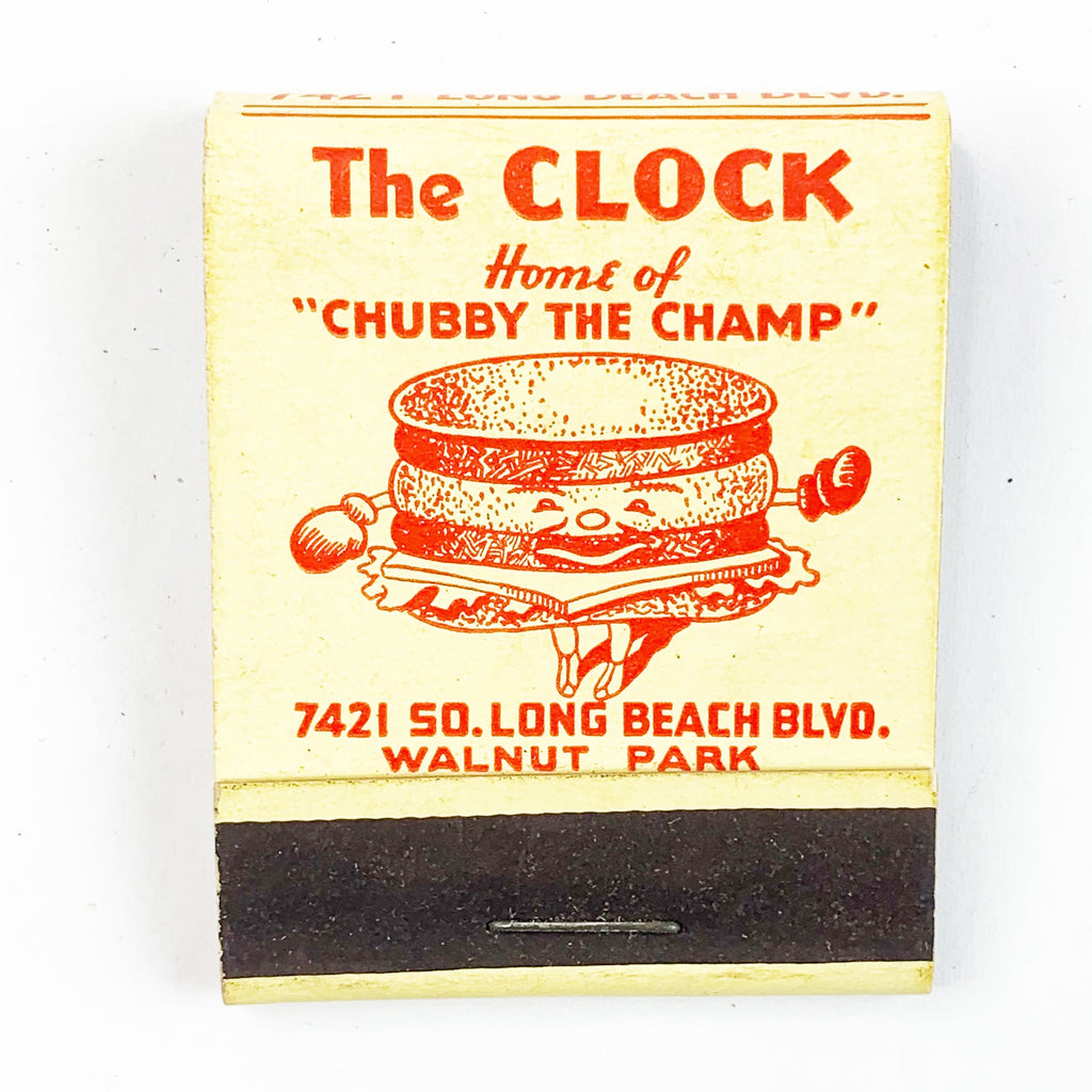 THE CLOCK Long Beach California Walnut Park Matchbook