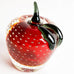 Murano Red Apple Green Stem Paperweight Bubbles