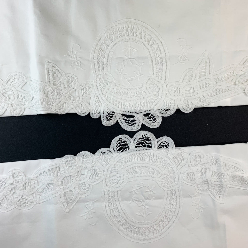 Vintage Embroidered Lace Insert Pillow Case