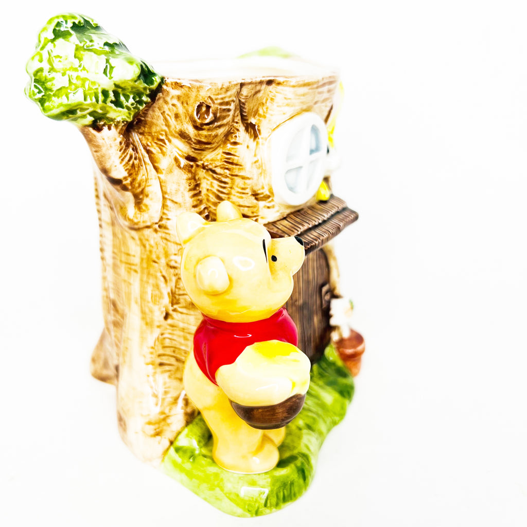 Vintage Disney Japan Winnie the Pooh at Rabbit's House Ceramic Pencil Holder Jar
