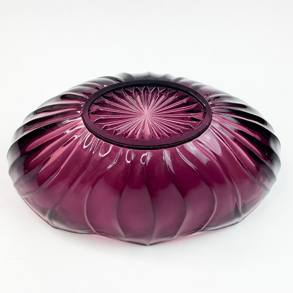 Vintage Plum Purple Heavy Glass Bowl