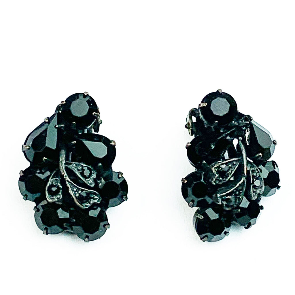 Vintage Cluster Clip On Costume Earrings