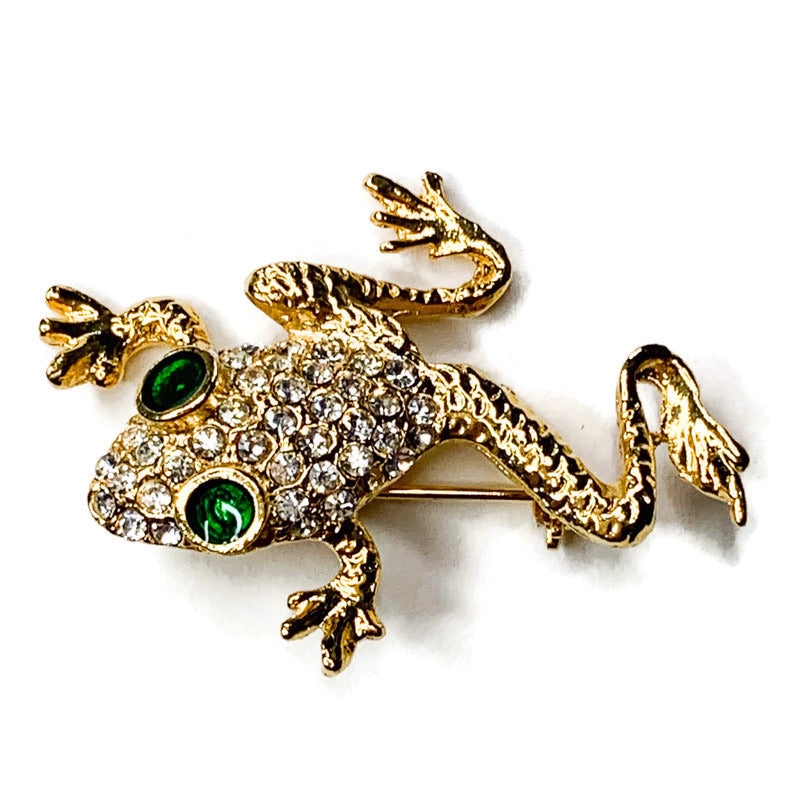 Vintage Leaping Frog Rhinestone Brooch