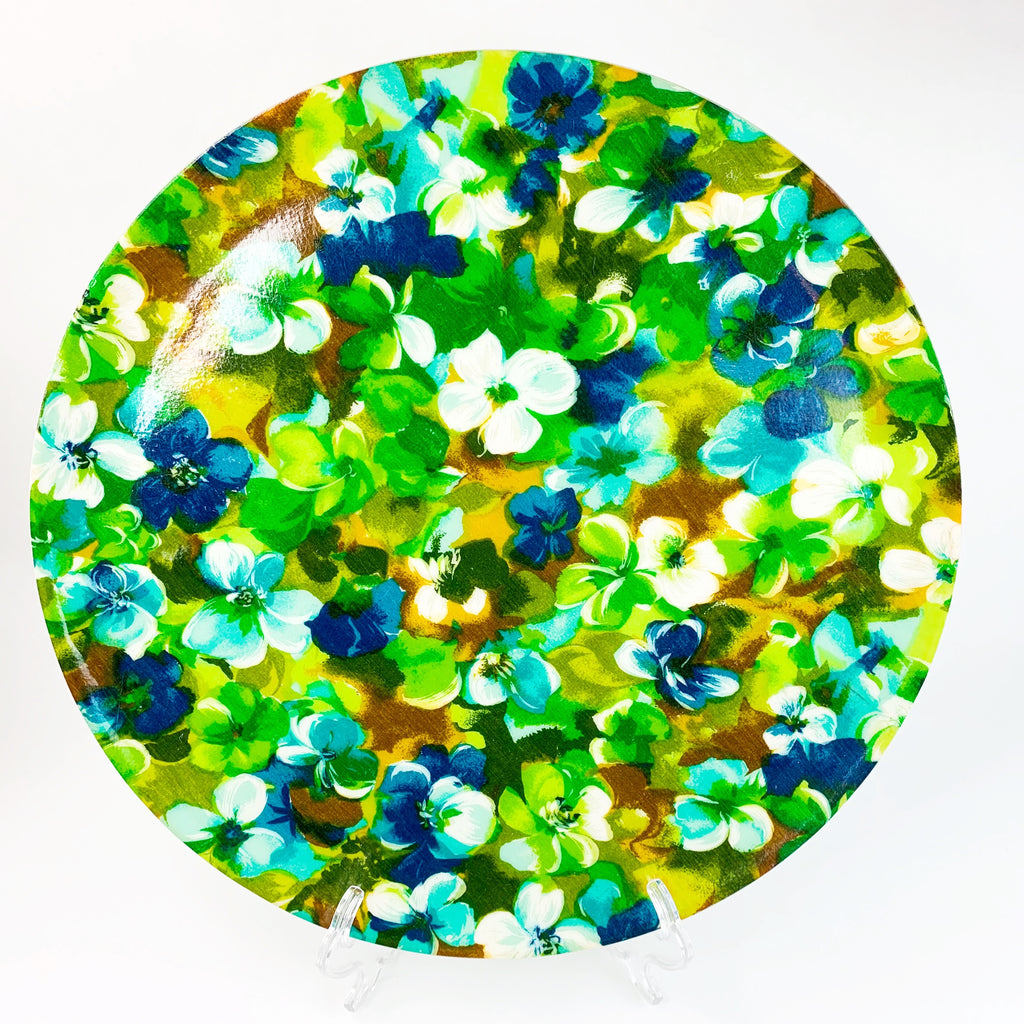 Vintage Fiberglass Mid Century Modern Floral Tray